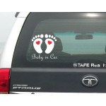 Baby in car unique foot print with heart sticker / decal for cars 